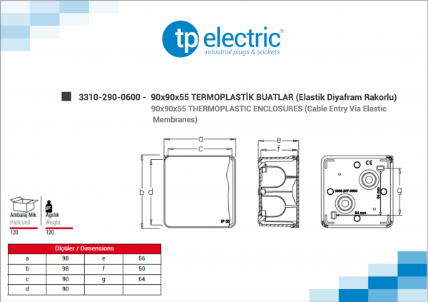 Abzweigdose für Feuchtraum IP55 90mm